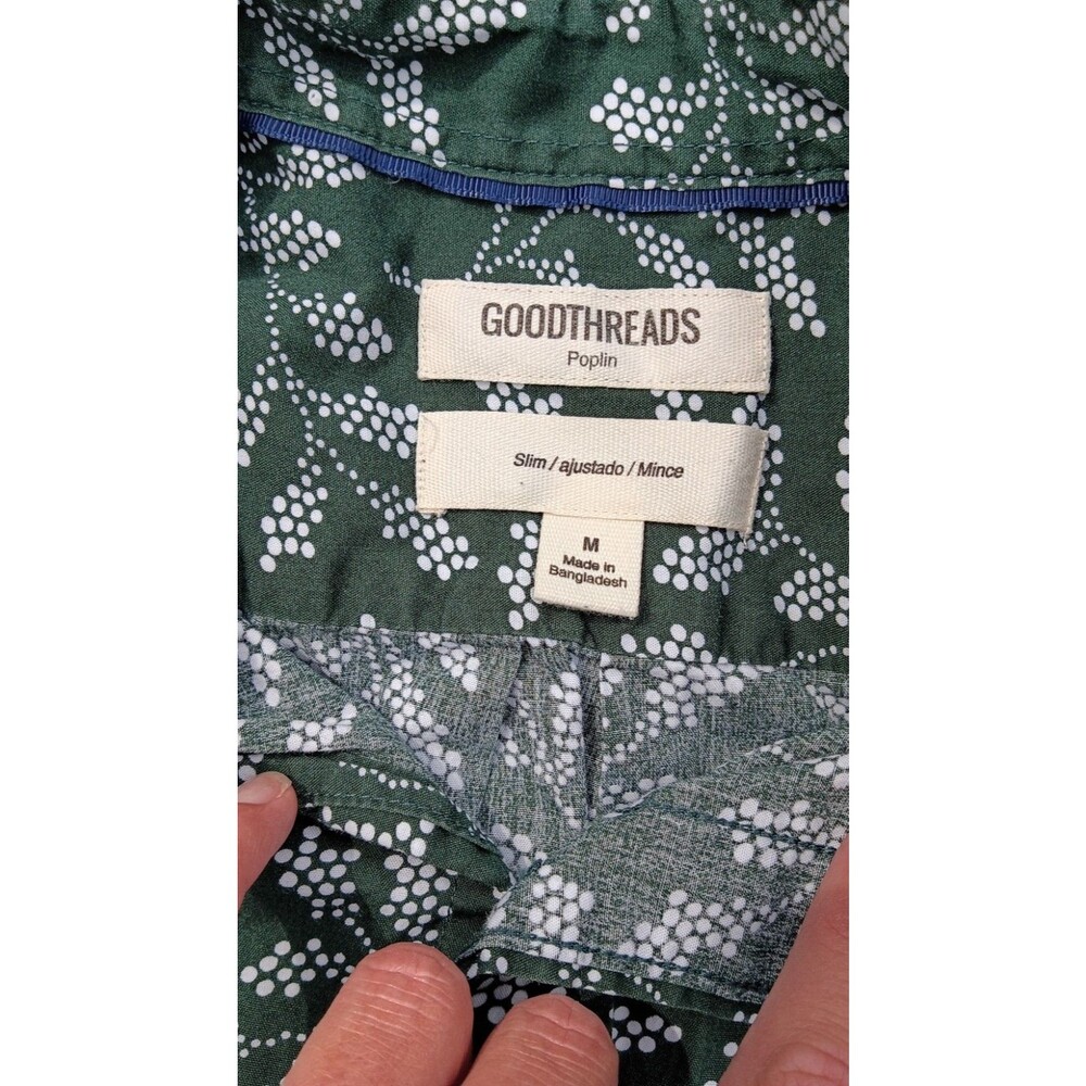 Green Botanical Print Button Up Shirt Cotton Short Sleeve M Resort Beach Vacay - Picture 3 of 11